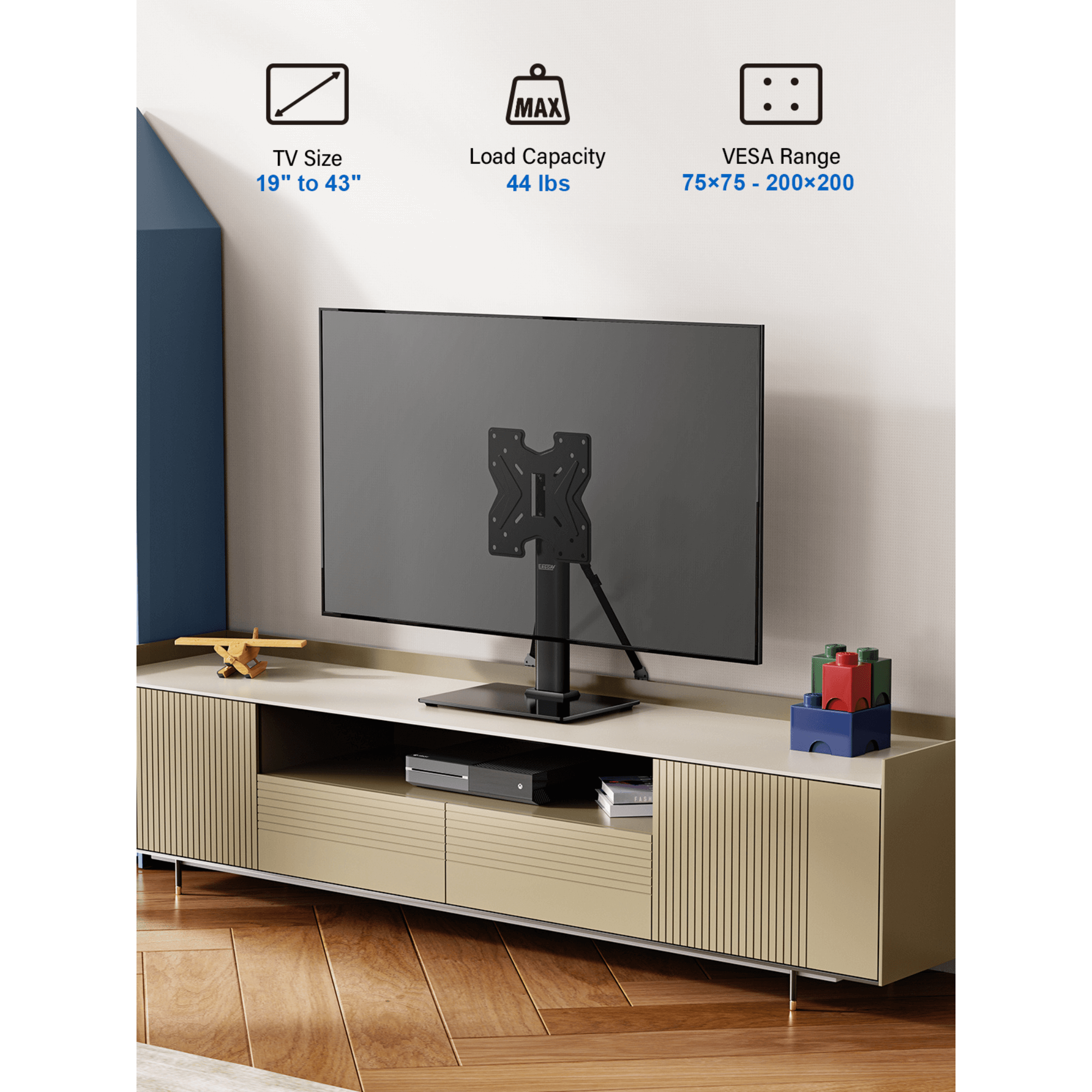 JupiterGear Home - Vendita all'ingrosso Consolle - Supporto TV da tavolo ErgoAV con rotazione per TV da 19" a 43"6