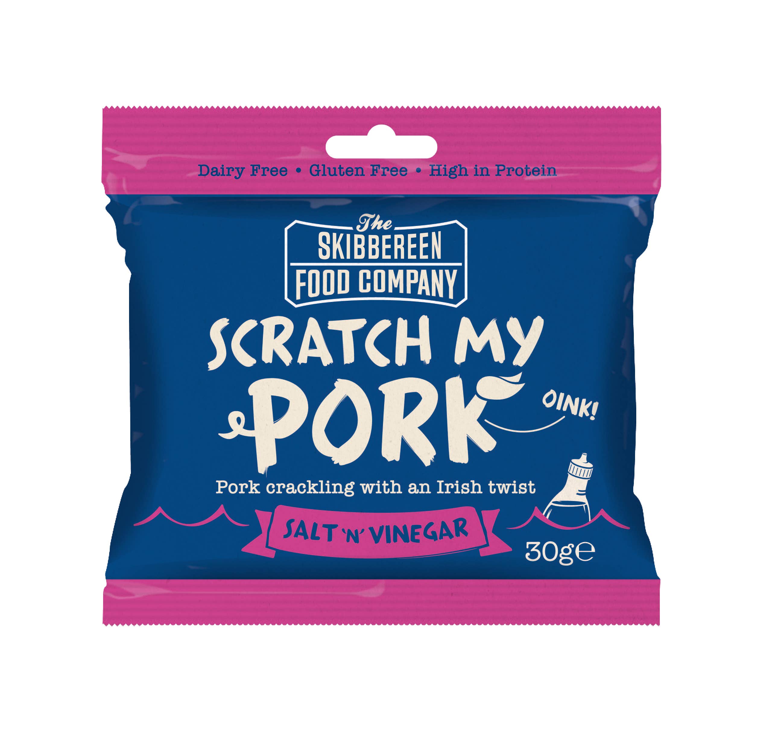 The Skibbereen Food Company - Wholesale Pork - Scratch My Pork - Pork Crackling / Salt & Vinegar (24 x 30g)