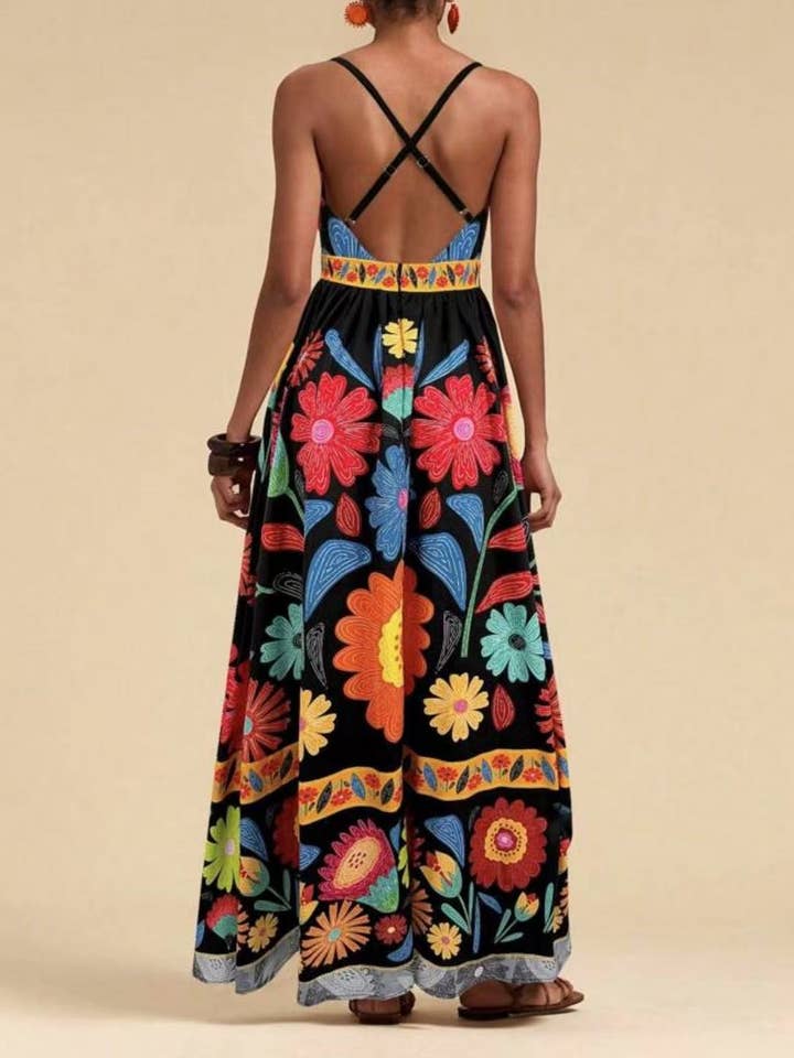 Rosa Clothing - Wholesale Dress - Women's - Ethnic Style Fashion Sexy Slim Print Slip Dress8