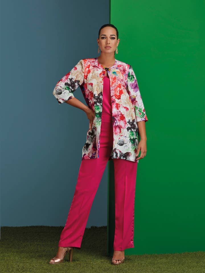 Patterned duster with hook for wholesale by Oltretempo