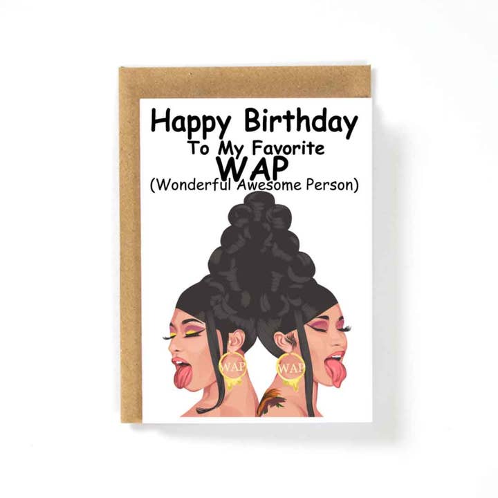 Cardi B WAP Megan Thee Stallion Happy Birthday Card for wholesale by HotAvocado.com