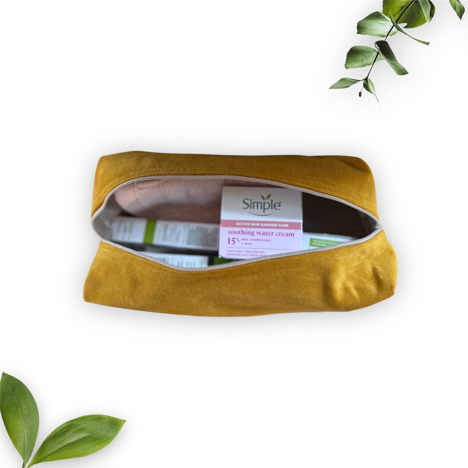 everydaybags.gifts - Vendita all'ingrosso Beauty case - Donna - Borsa da toilette in velluto senape fatto a mano – Articoli da viaggio1