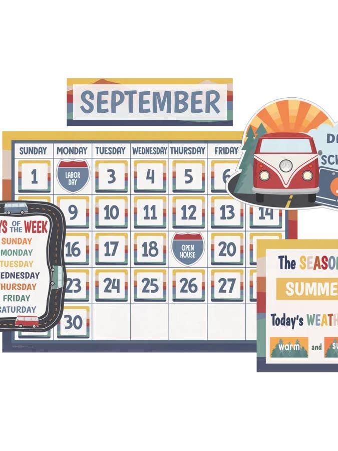 Moving Mountains Road Trip Calendar Bulletin Board (TCR9221) for wholesale by Teacher Created Resources