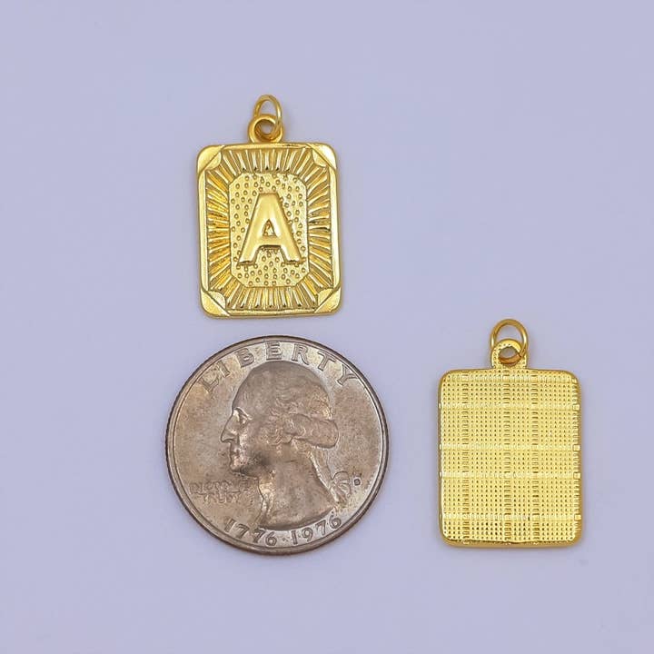 Aim Eternal - Wholesale Individual Charm/Pendant - 24k Gold Filled Initial Tag Letter Charm A - Z Alphabet Letter Tile Charm Pendant Personalized Charm for Designer Inspired Necklace Jewelry Making A716~A72826