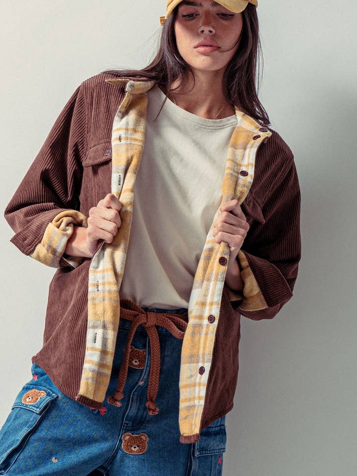 Corduroy Flannel-Lined Shacket for wholesale by Fashion Week