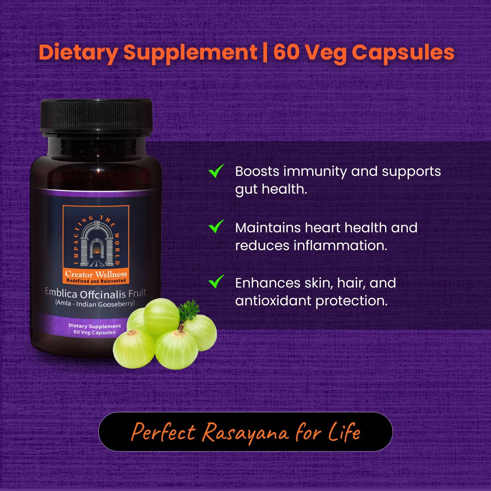 Creator Wellness - Wholesale Oral Supplement/Vitamin - Amla Supplement | 225mg Indian Gooseberry Extract | 60 Caps3