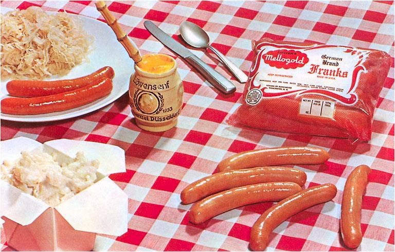Found Image Press - Wholesale Postcard - Postcard BE-06 Wieners and Sauerkraut0