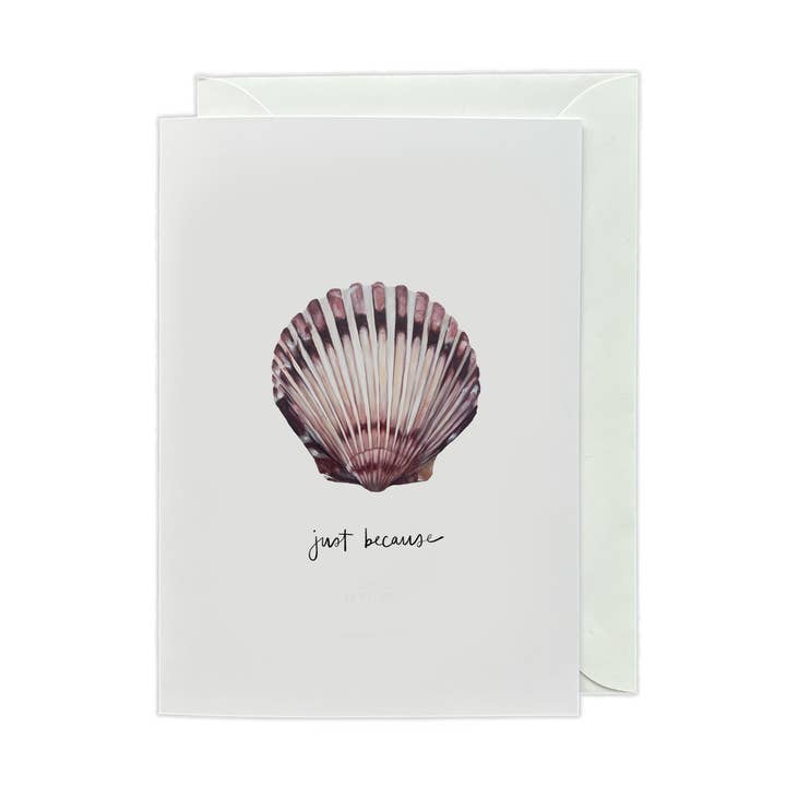 „Bare fordi“ Scallop Shell lykønskningskort for engroshandel hos Slear Creative