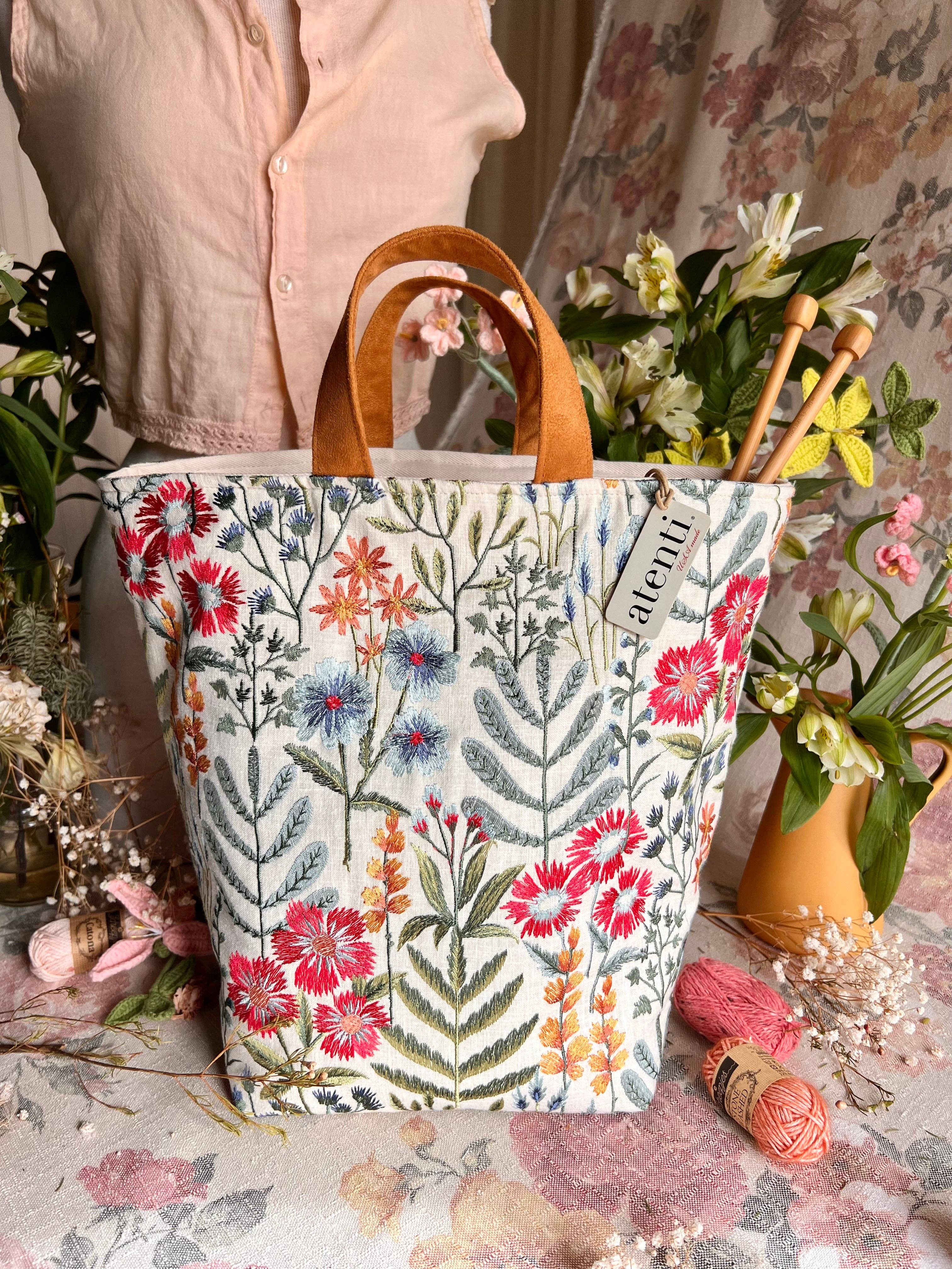 Atenti – Großhandel Tragetasche – Damen – Projekt-Tasche für Stricken und Häkeln: Wildflower Hope von Atenti11