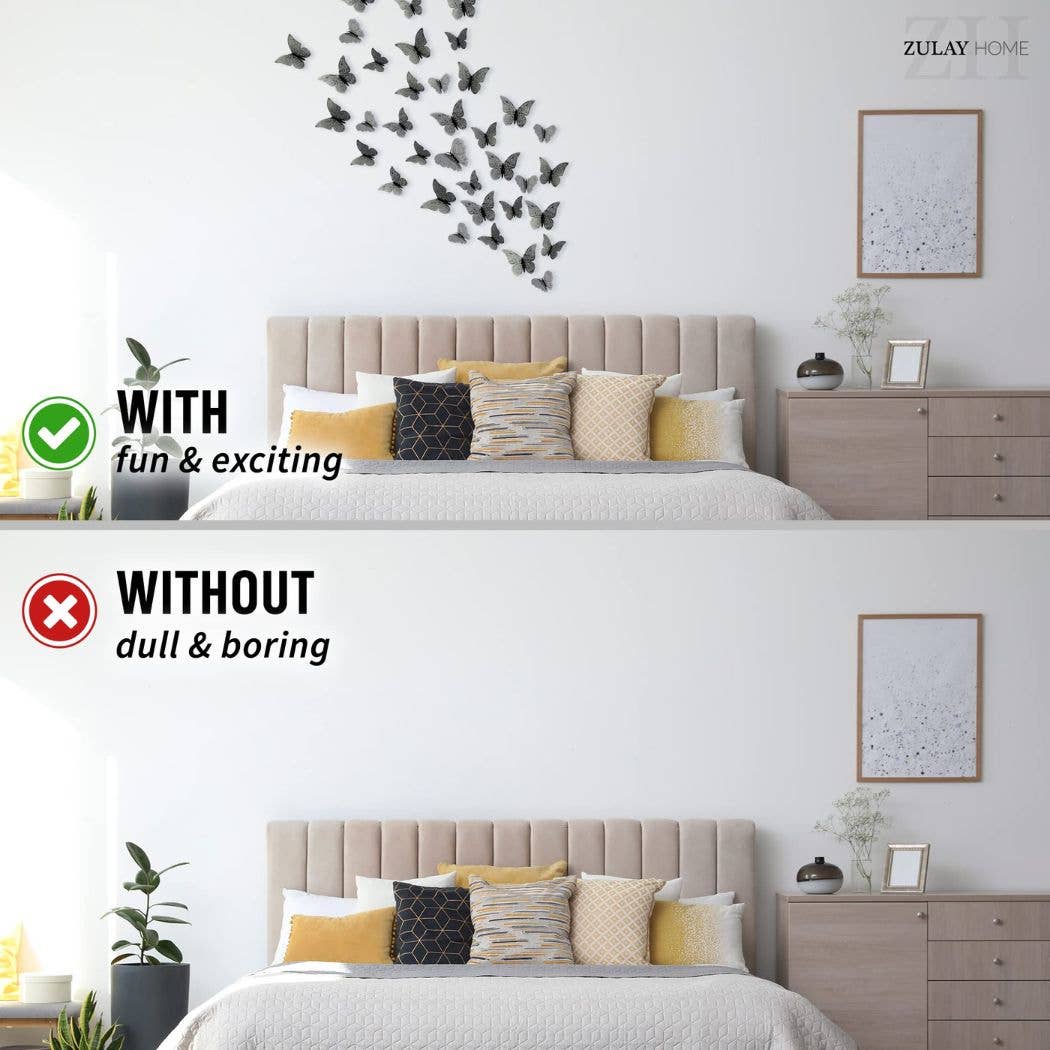 Zulay Kitchen – wholesale Wall Accent – 3D Butterfly Wall Decor – Set of 48 Decorative Butterflies7