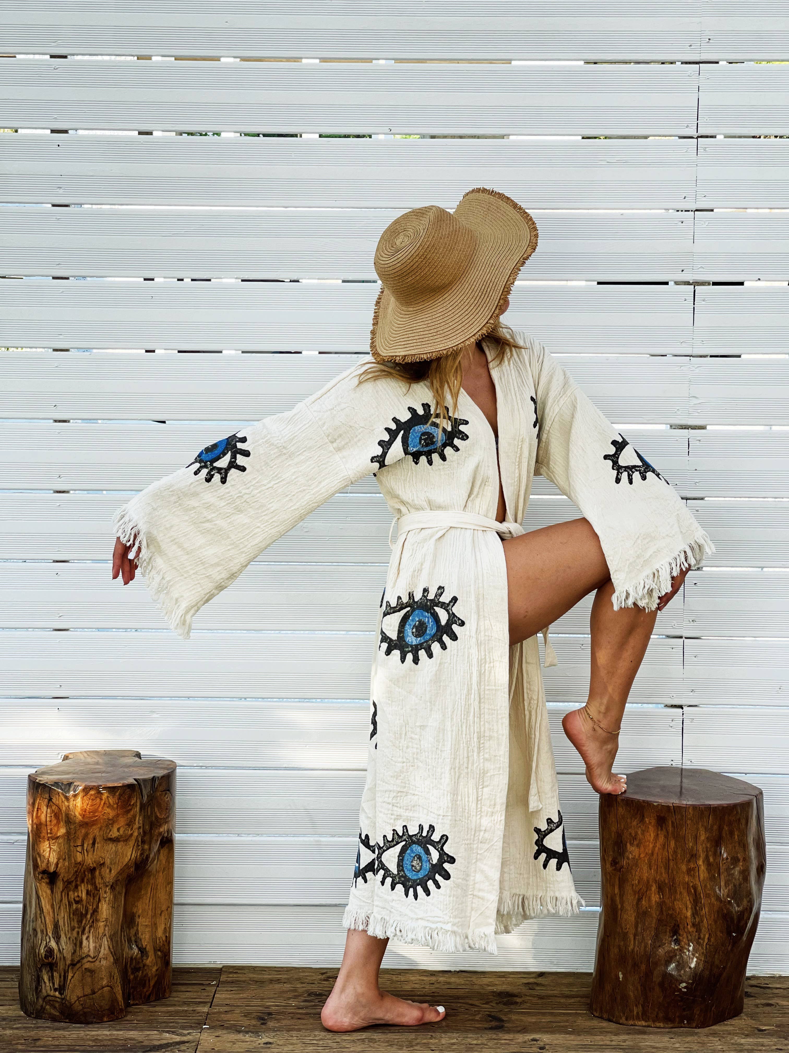 MARAÏS ATHENS - Vendita all'ingrosso Caftano - Donna - Kaftano lungo in cotone biologico Peshtemal Matia3