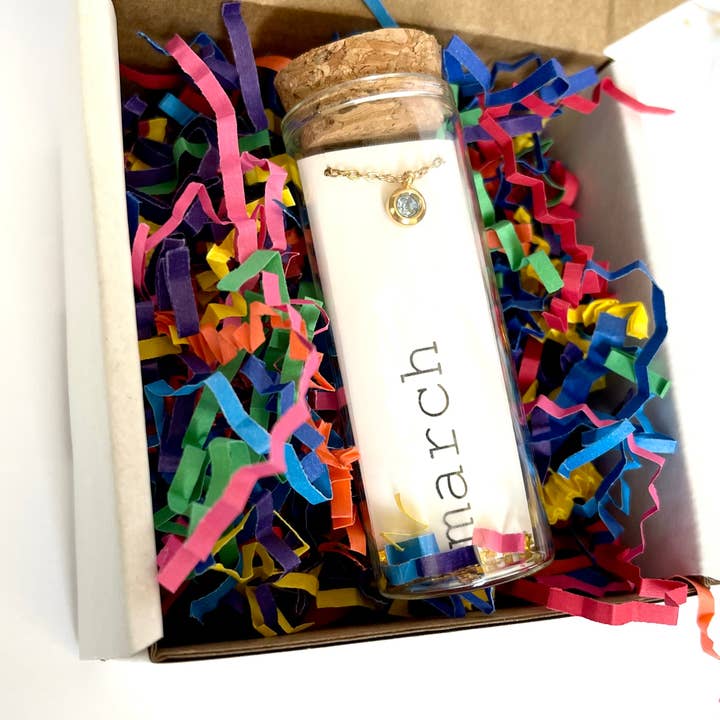 Birthstone Birthday CZ Necklace | 18K Gold Stainless Steel for wholesale by L Rae Charm