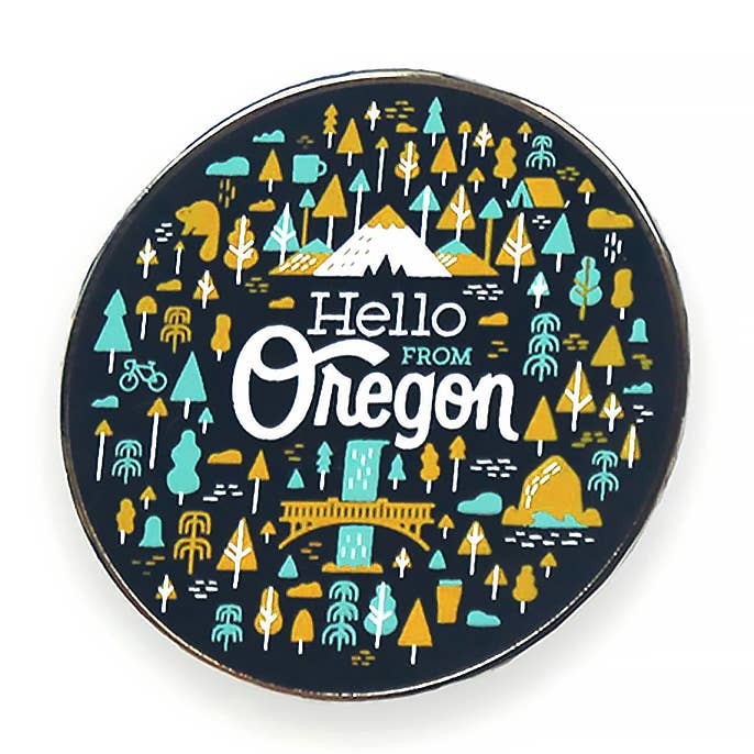 Oregon Burst Pin | Navy for wholesale by Hello From Oregon