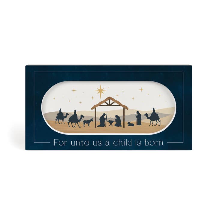 P. Graham Dunn - Wholesale Desk/Tabletop Sign - For Unto Us A Child Is Born Ornate Décor