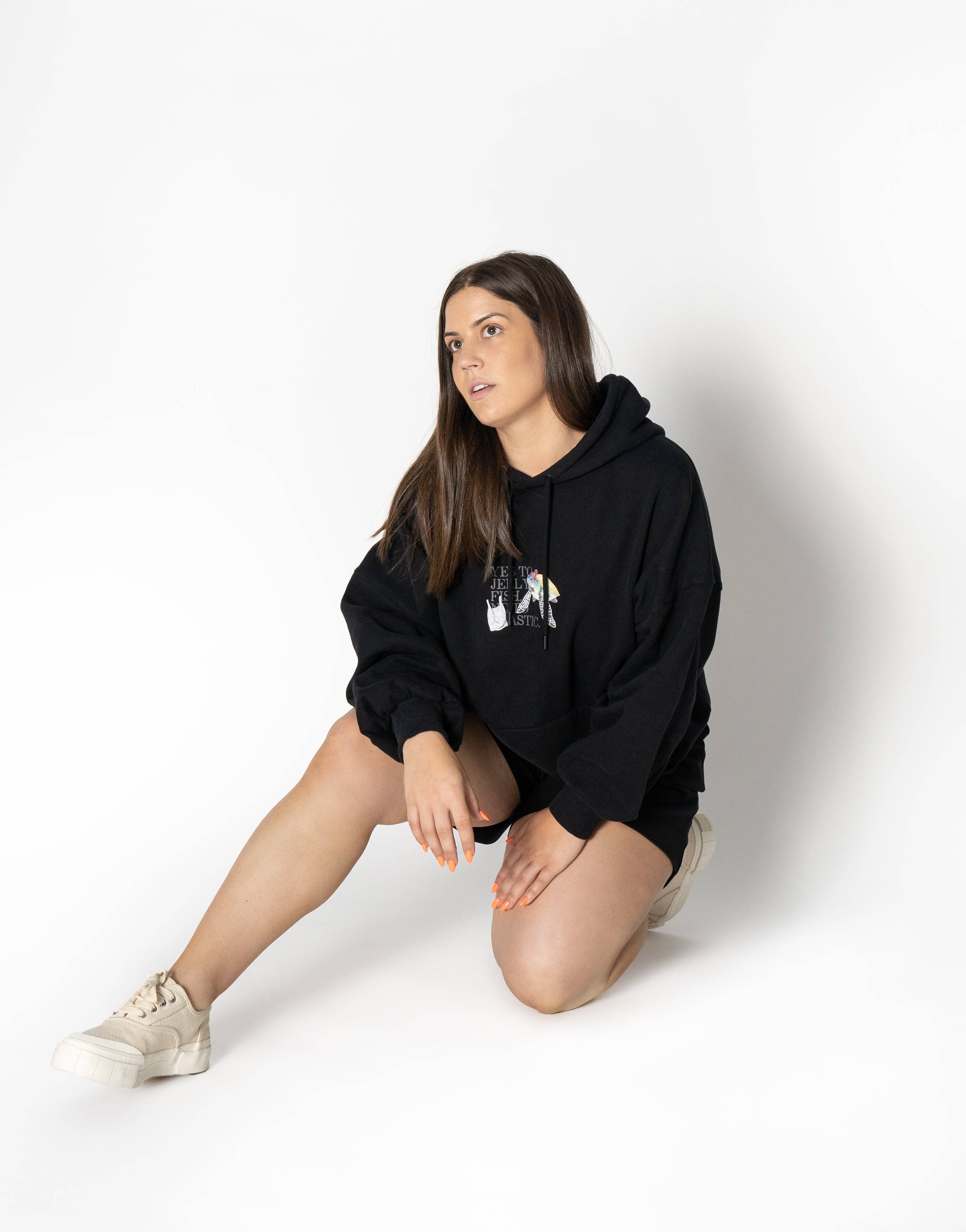 Black Not To Plastic Oversized Hoodie for wholesale on Faire3