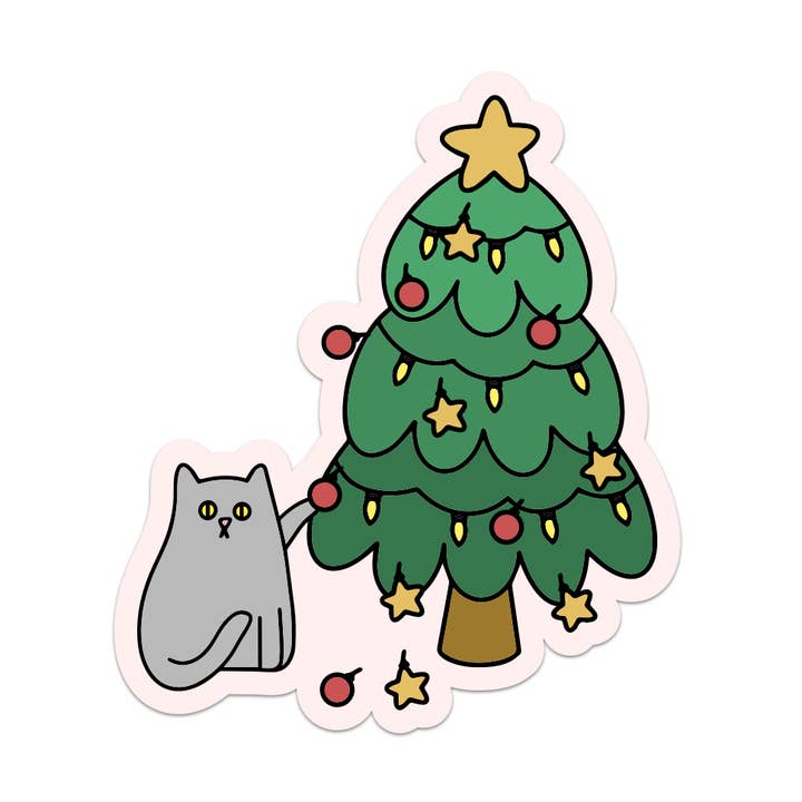 Autocollant en vinyle Chat ruinant Noël pour la vente par Mouthy Broad
