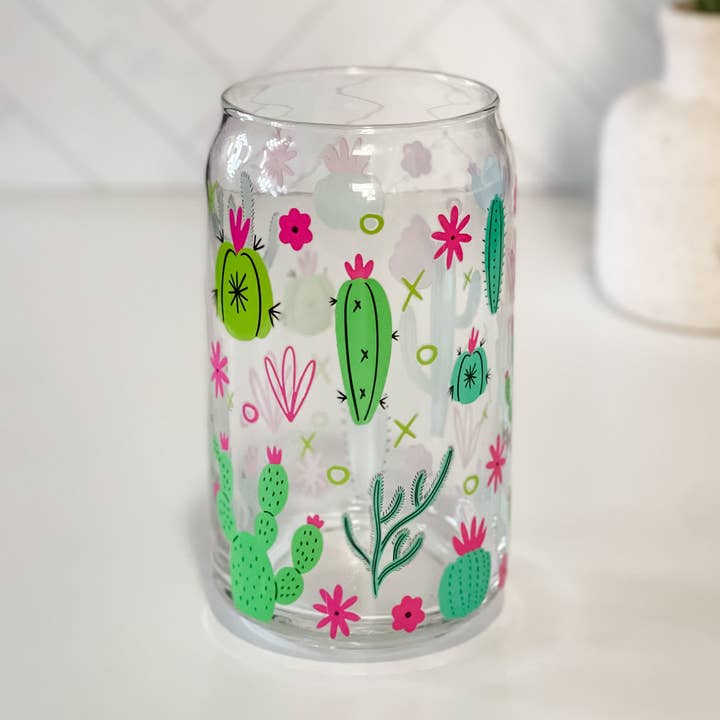 Cute Cactus Glass Can for wholesale by Luxurnia