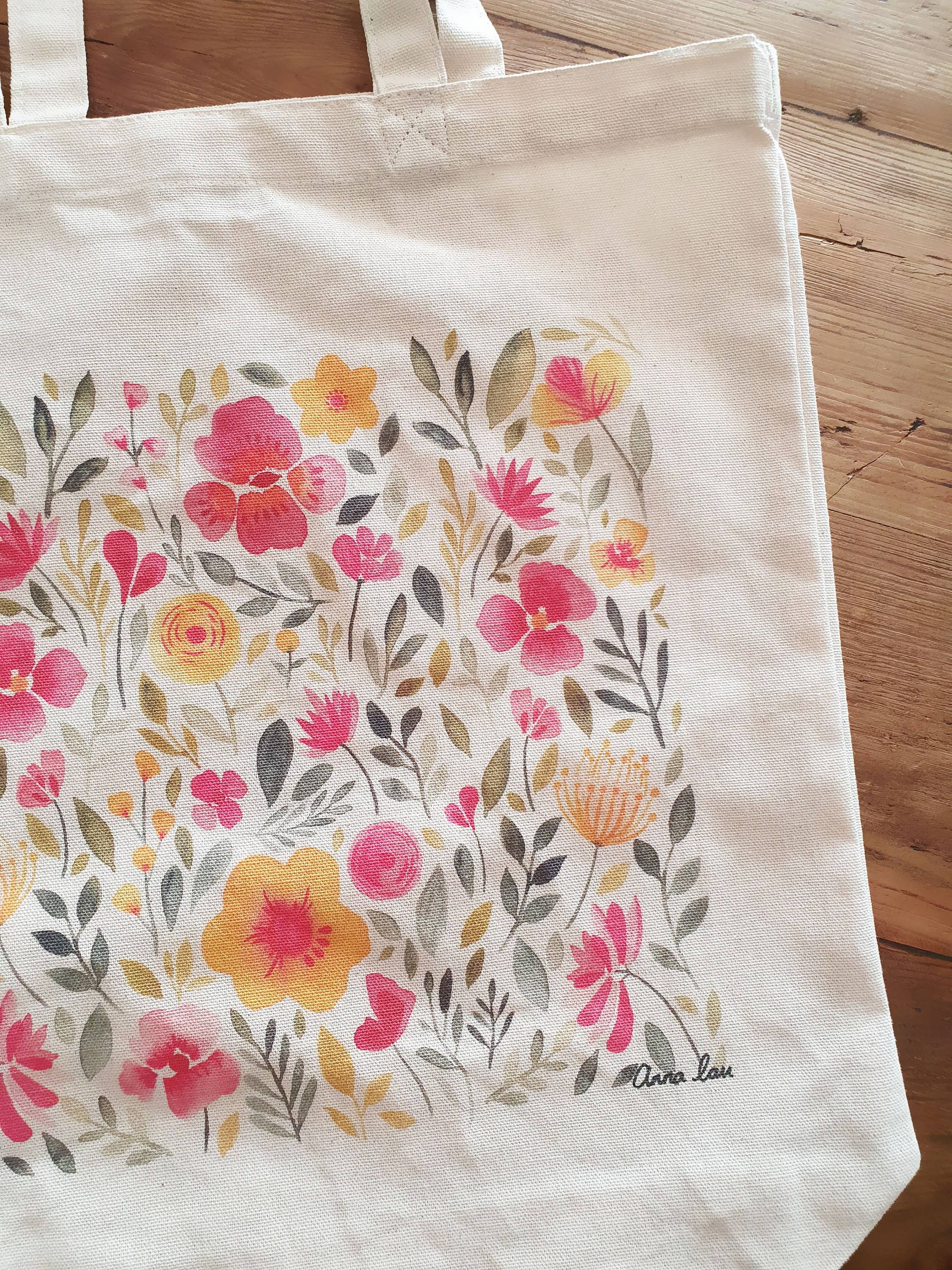 Anna Lau Art - Wholesale Tote Bag - Women's - Floral Pattern Natural Cotton Tote Bag1