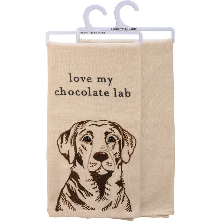 Primitives by Kathy - Wholesale Tea Towel - I Love My Chocolate Lab Kitchen Towel