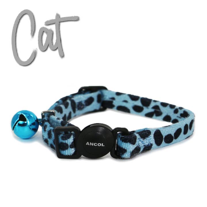 Ancol Pet Products Ltd - Wholesale Pet Collar - Cat - Velvet Leopard Print Cat Collar - Turquoise or Pink