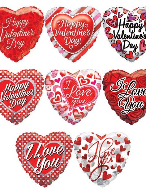 18" Mylar Balloon Air Filled Assortment - HVD/ILY for wholesale by Sumptuous Gifts