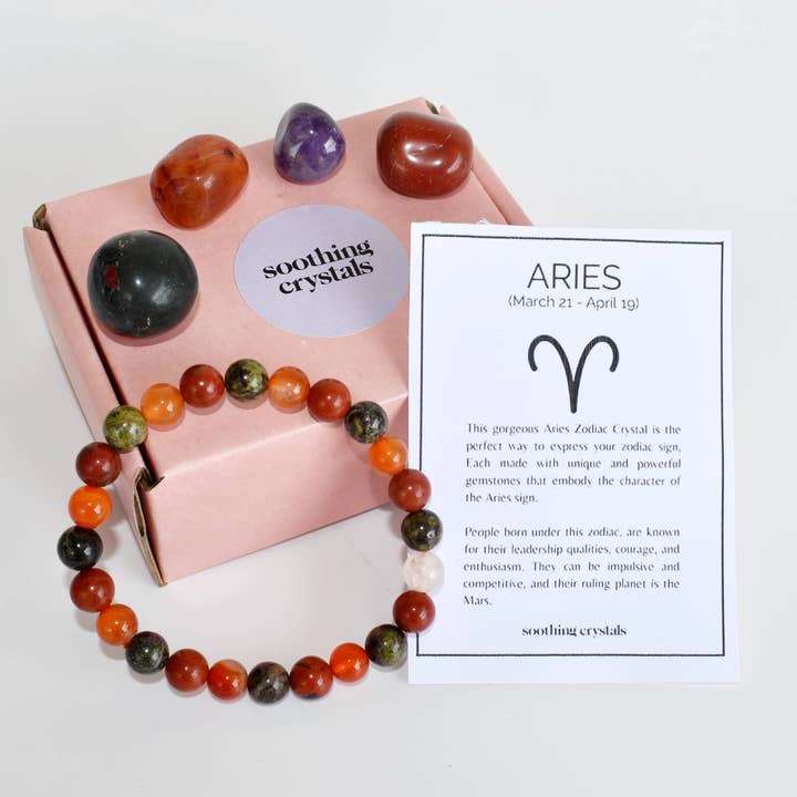 Tumbled Crystals Kit | ARIES | Stones Gift | Zodiac Set for wholesale by Soothing Crystals