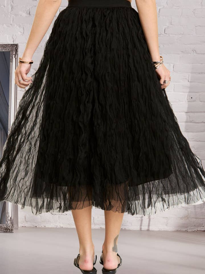 ADORA LA – wholesale Kjol - Dam – CES3645 - ELASTISK MIDJA MOLN FLUFFIG MAXI KJOL
