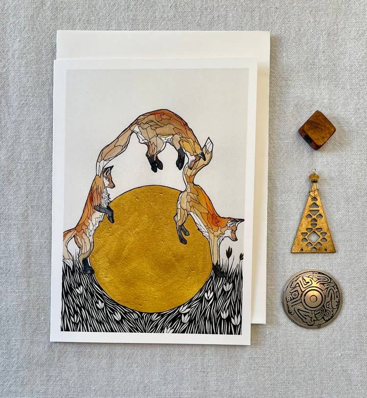 Mattie Rose Art - Vente Carte de vœux classique - Carte solaire dorée1