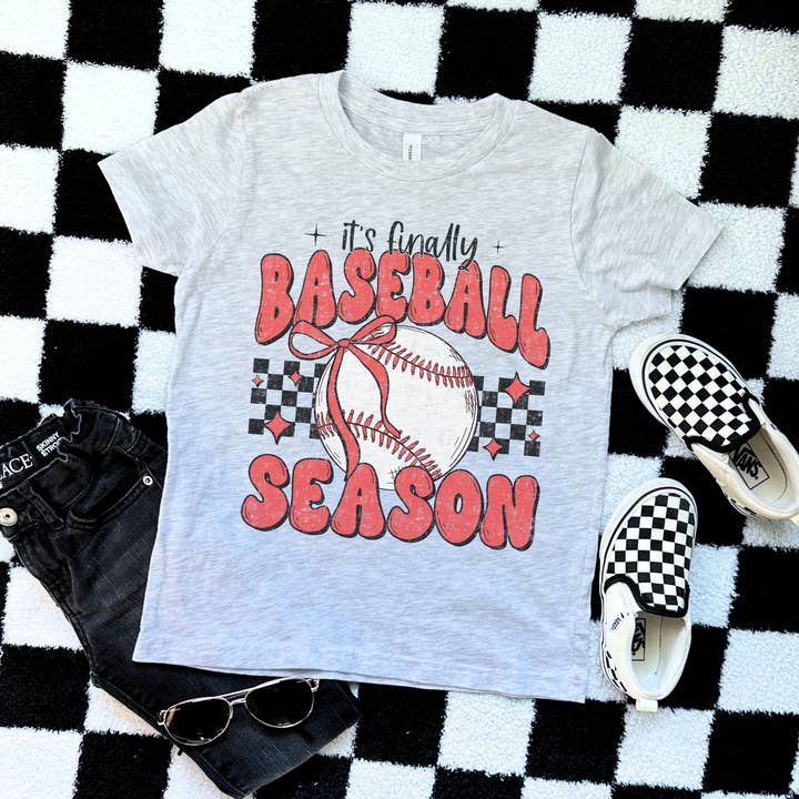 Jugend/Tween Baseball-Saison Kariertes Grafik-T-Shirt für den Großhandel von The Purple Turtle