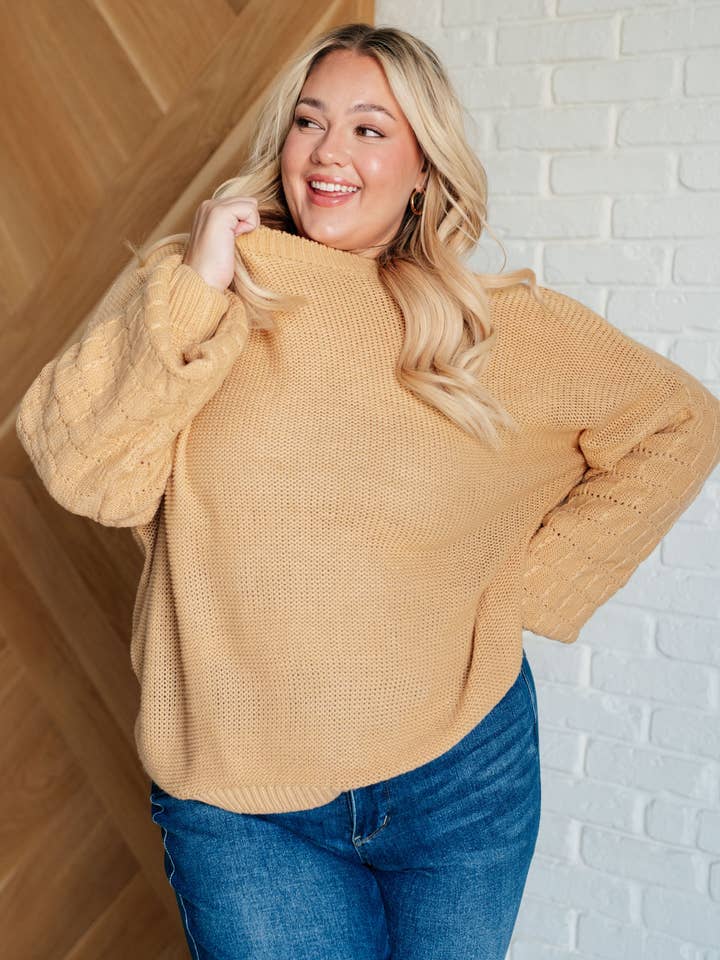 Bella Nova Style Co – wholesale Knitted jumper – Women′s – Bubbly Personality Bubble Sleeve Sweater in Wheat