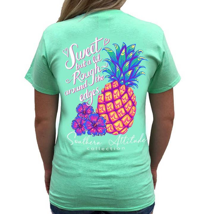 Southern Attitude - Wholesale Screen Printed T-Shirt - Women's - S-231 Rough Pineapple - Mint