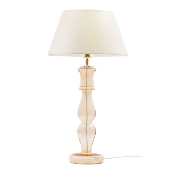 UK ONLY - Lampe glas blush + naturlig linned skygge for engroshandel hos À la collection
