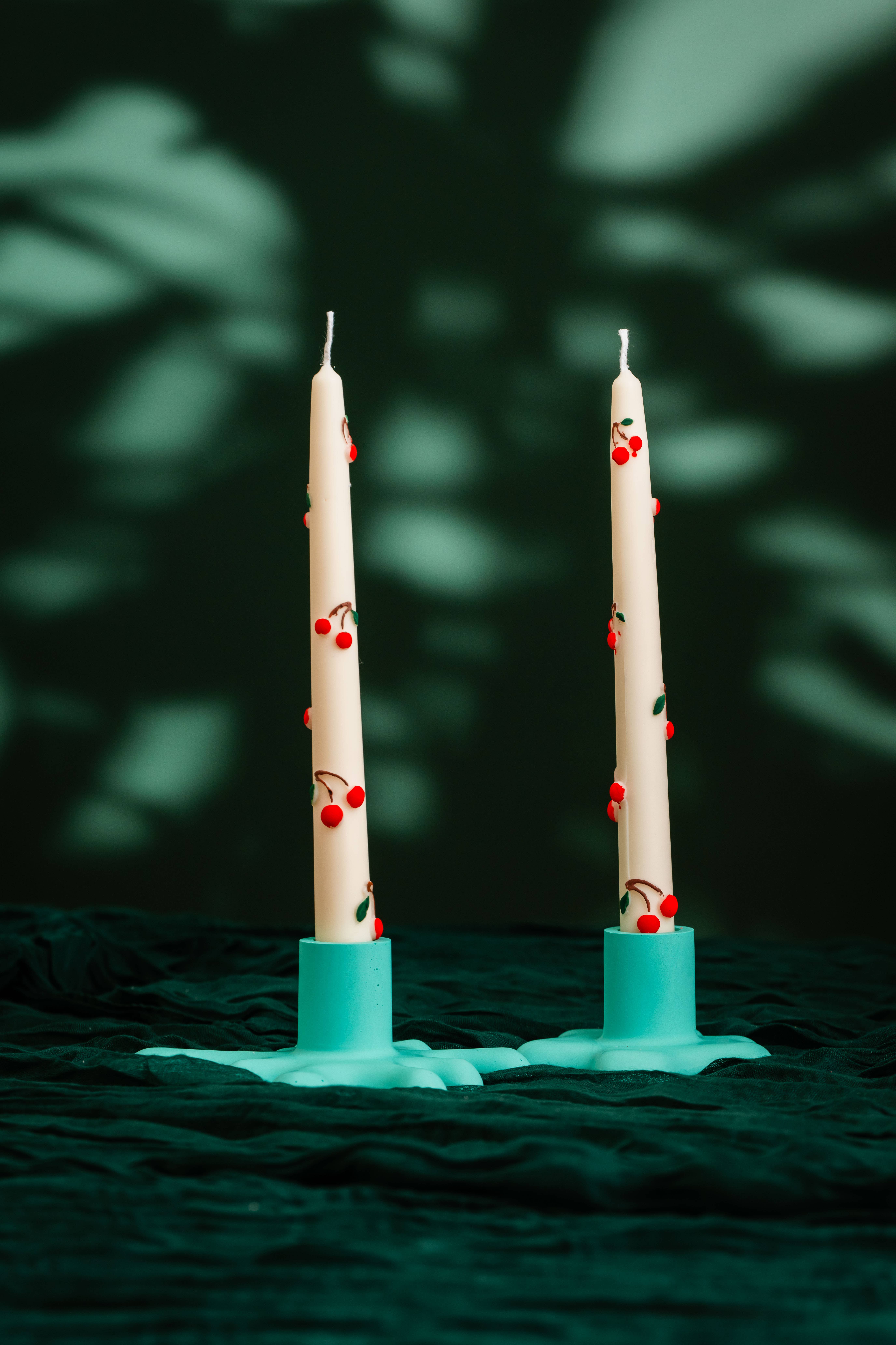 Allure CA - Wholesale Novelty Candle - Cherry Taper Candle – Hand-Painted & One of a Kind3