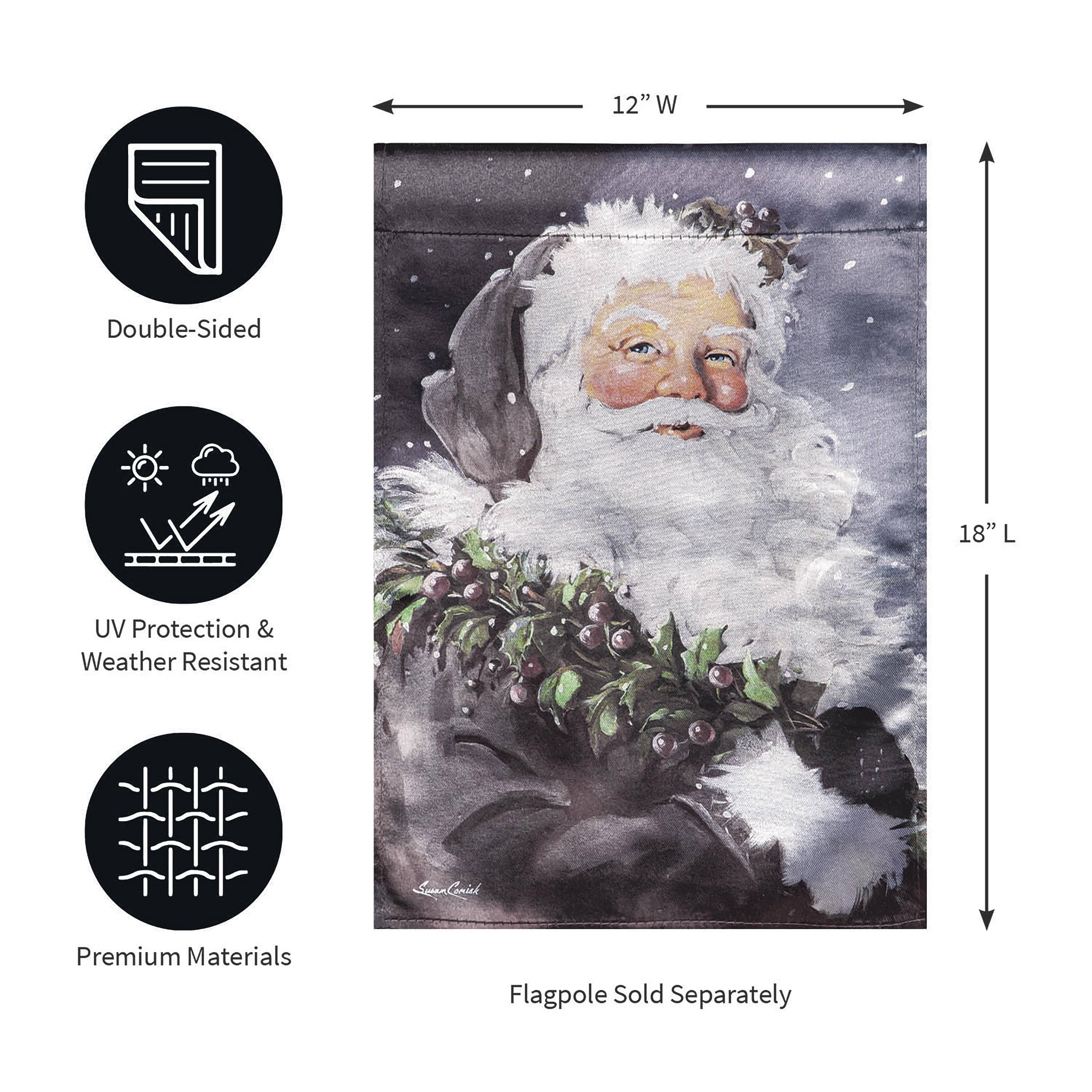 Evergreen Enterprises - Wholesale Flag - Santa in the Winter Lustre Garden Flag2
