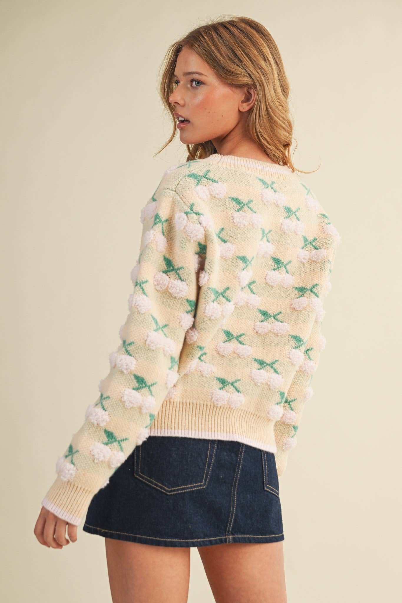 &MERCI - Wholesale Knit Sweater - Women's - FUZZY CHERRY SWEATER MSW1112245