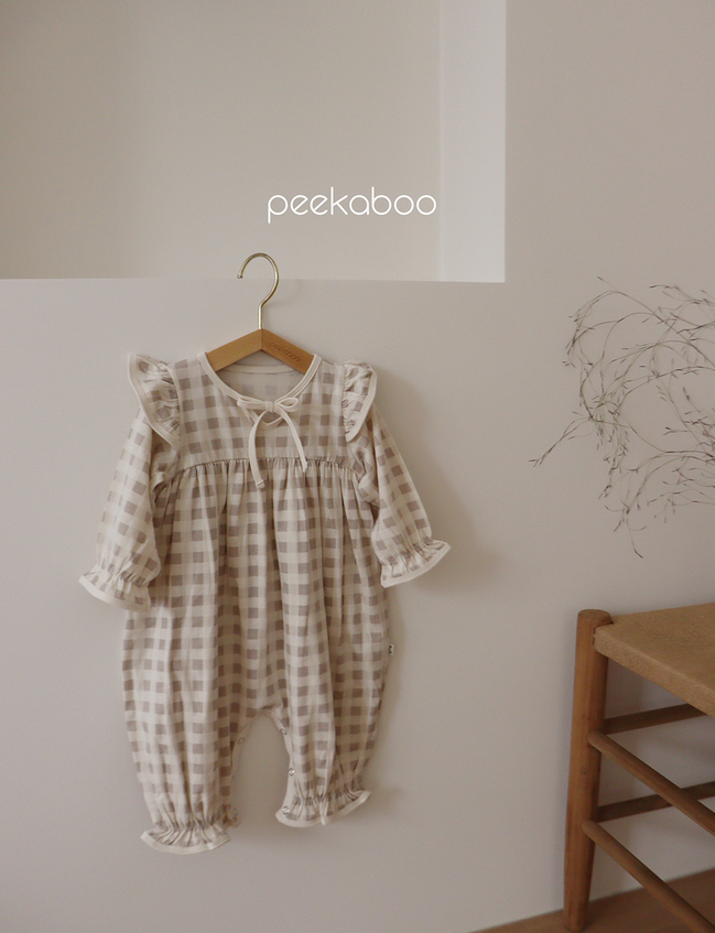 peekaboo - Wholesale Bodysuit (Non-Footed) - Baby - Baby Girl Plaid Check Ruffle Bow  Bodysuit Romper FallWinter0