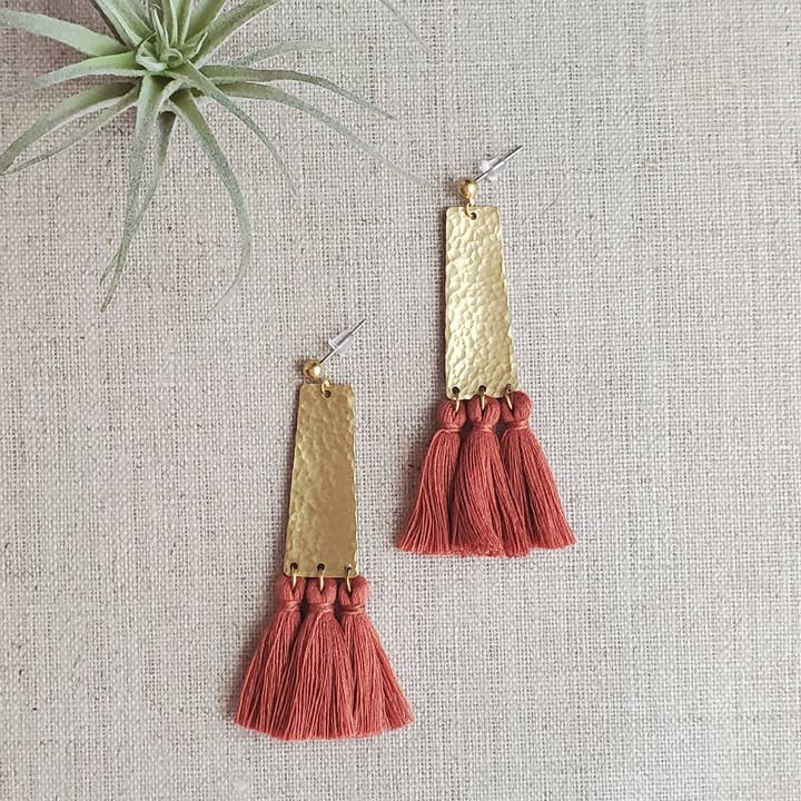 Florencia Tassel Earrings - Smoked Paprika for wholesale by MAJ