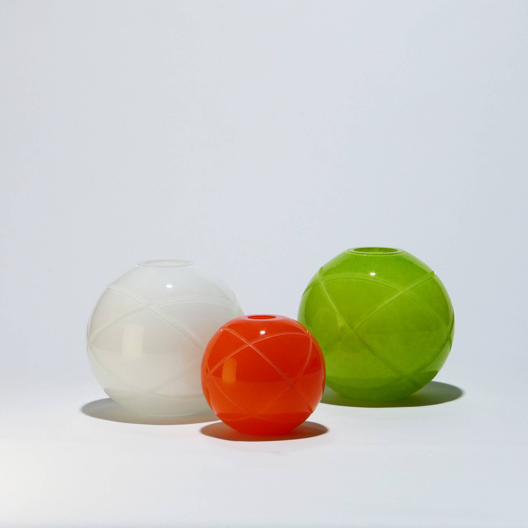 Glasscor | Hand∙Blown Glass - Wholesale Decorative Tabletop Object - Armillary Sphere Jar | Orange5