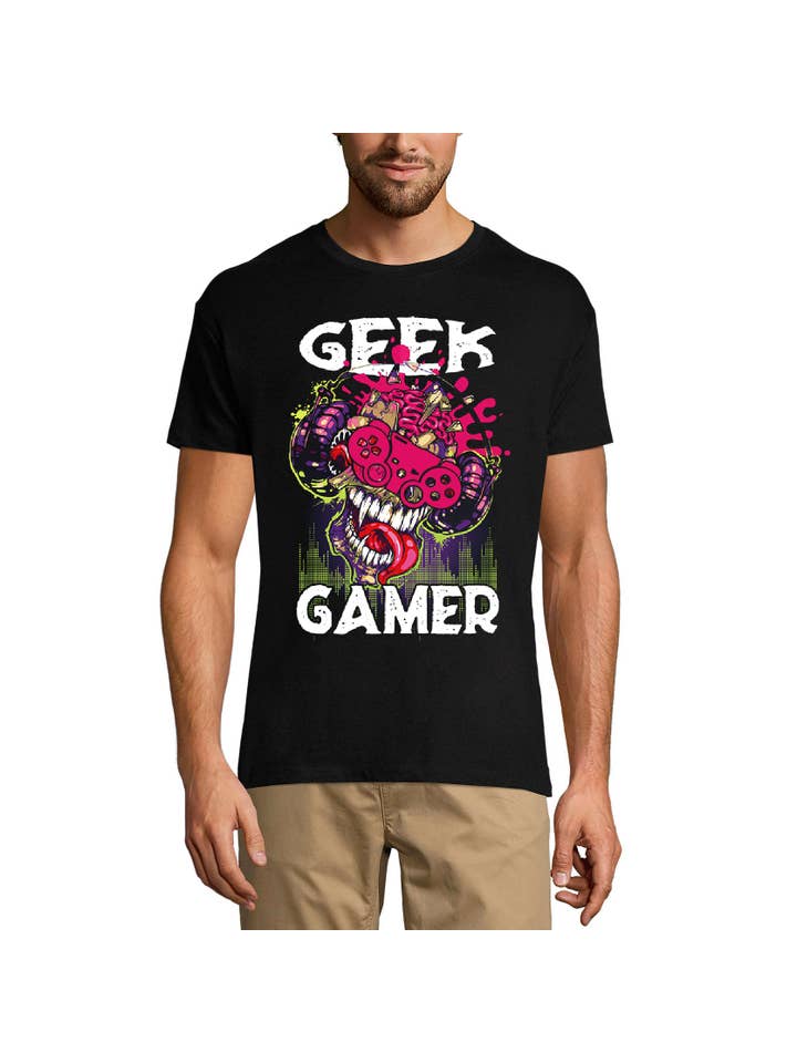 Black ULTRABASIC Graphic Men's T-Shirt Geek Gamer - Vintage Shirt - Gaming Apparel for wholesale on Faire
