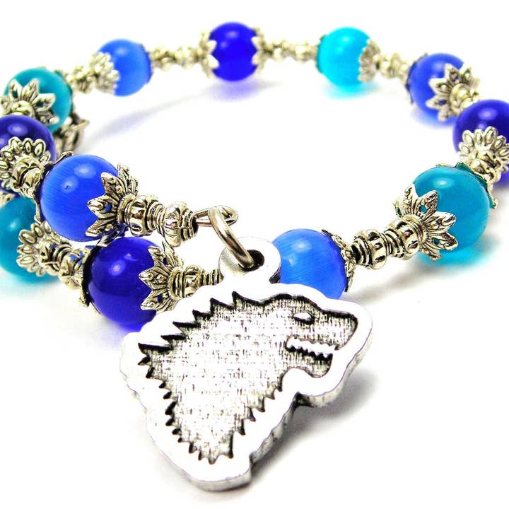 Dire Wolf Kattens öga pärlstav wrap armband varulv Halloween för wholesale av Chubby Chico Charms