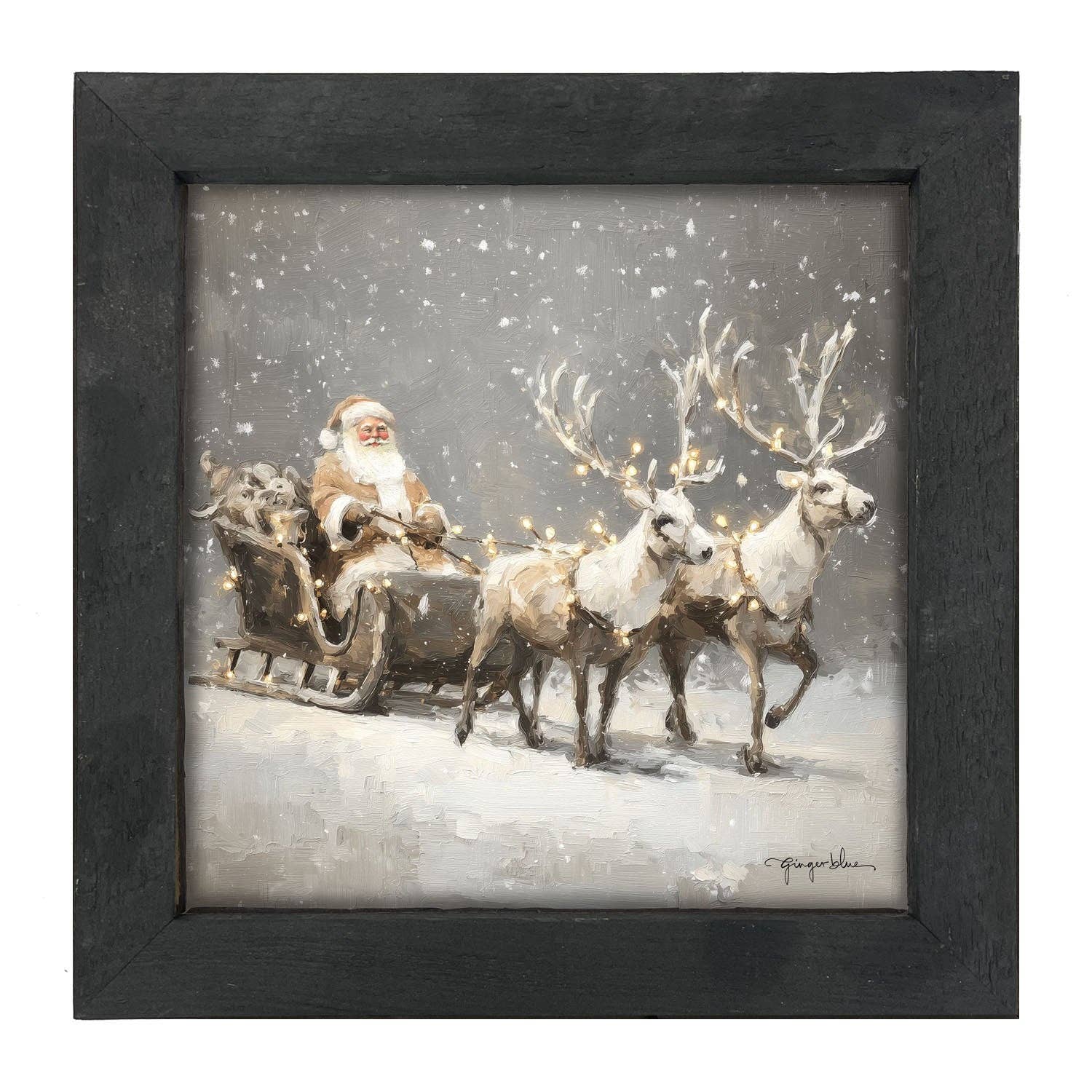 ginger blue - Wholesale Christmas Wall Art - Christmas Lights on Sleigh0