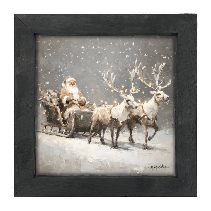 ginger blue - Wholesale Christmas Wall Art - Christmas Lights on Sleigh