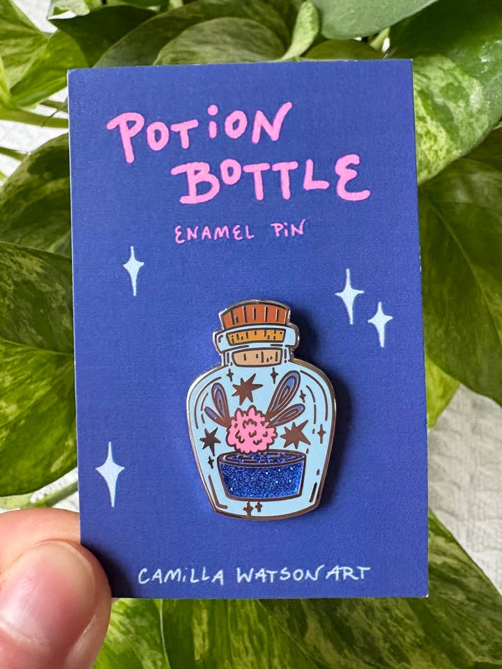 Potion Bottle Enamel Pin for wholesale by Camilla Watson Art