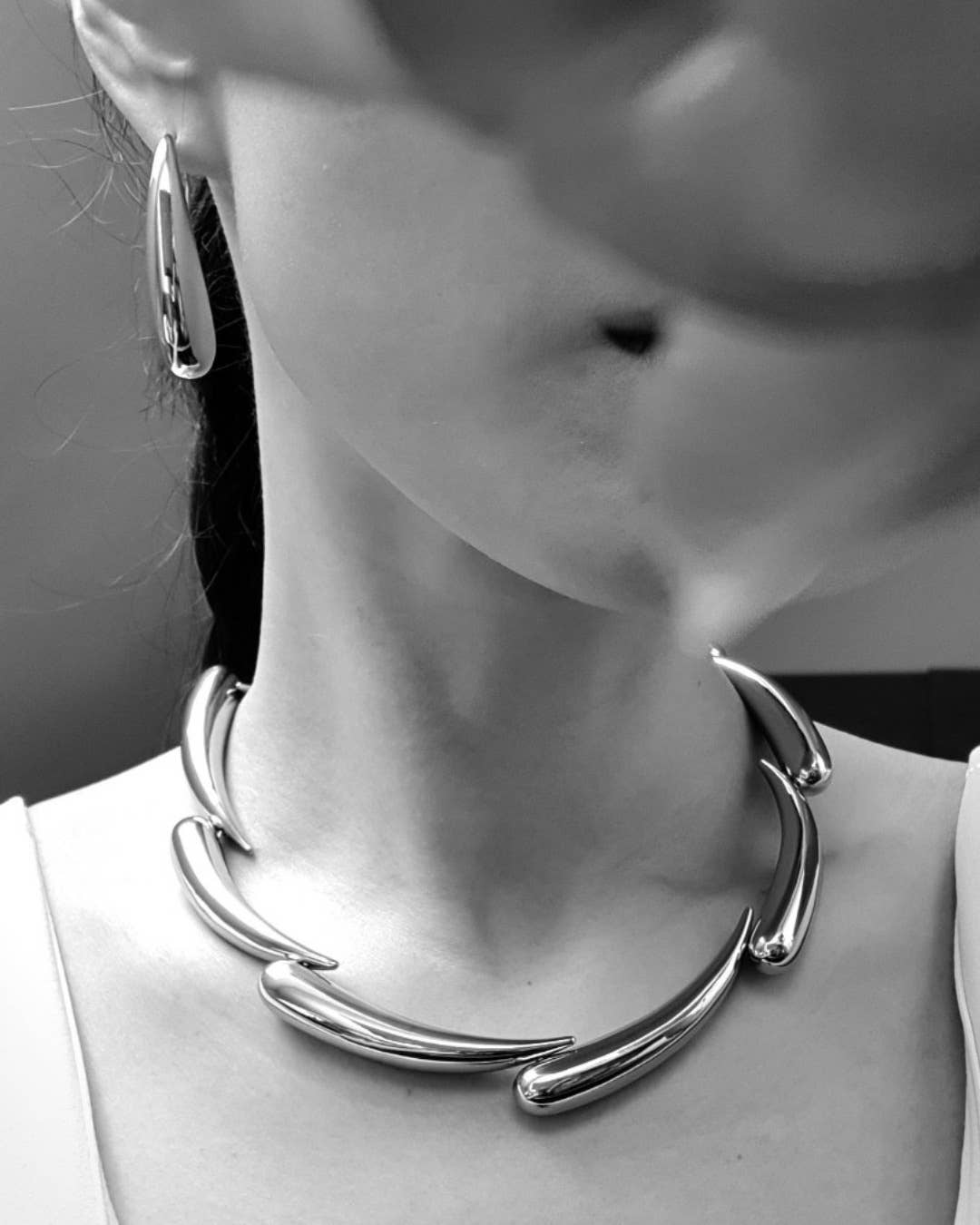 Sessori – Colar de elos e correntes por atacado – Colar de Declaração Vesper Prateado4