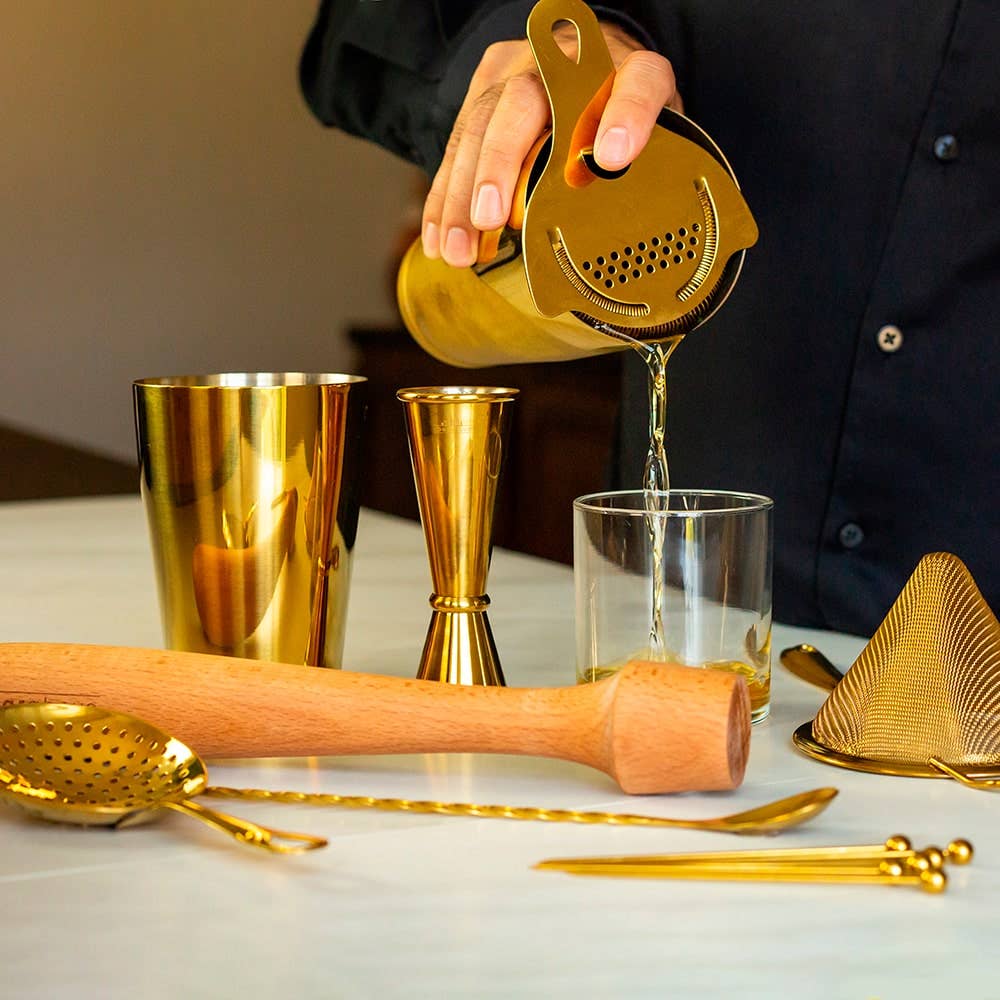 A Bar Above – wholesale Bar tool – Craft Bar Set/Mixologist Cocktail Kit, Gold (14 Piece)4