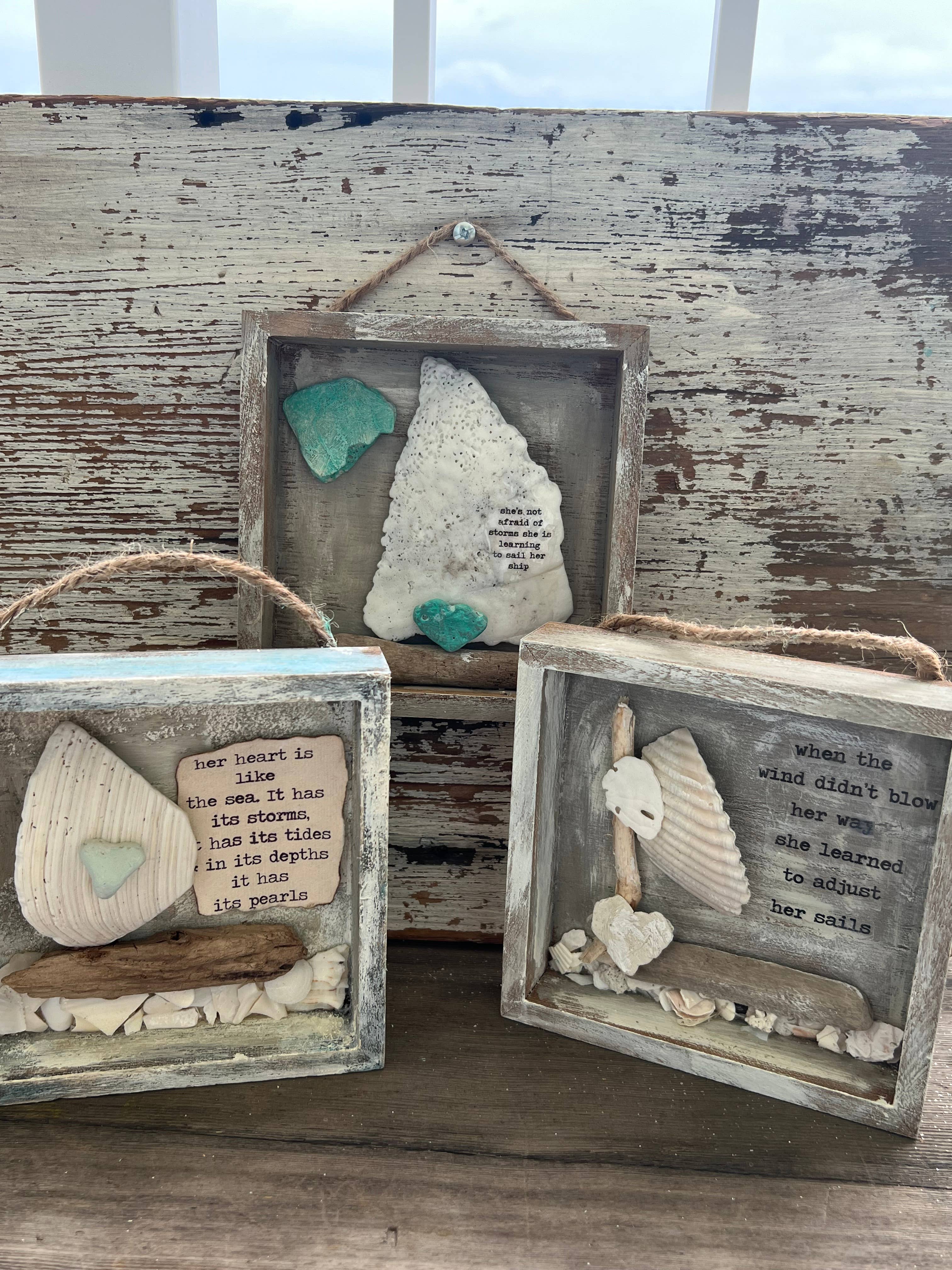 UnfiniSHEd - Wholesale Sign - Sailboat Shell Art, Beach Sign,Choose saying 5