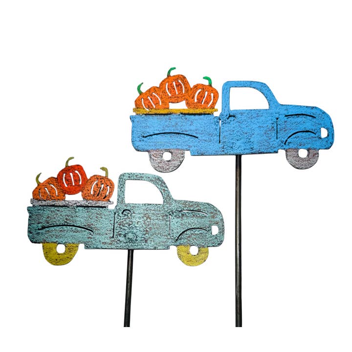 Whimsies - Vendita all'ingrosso Paletti da giardino/prato - Vintage camioncino zucche Fall garden palo Halloween8