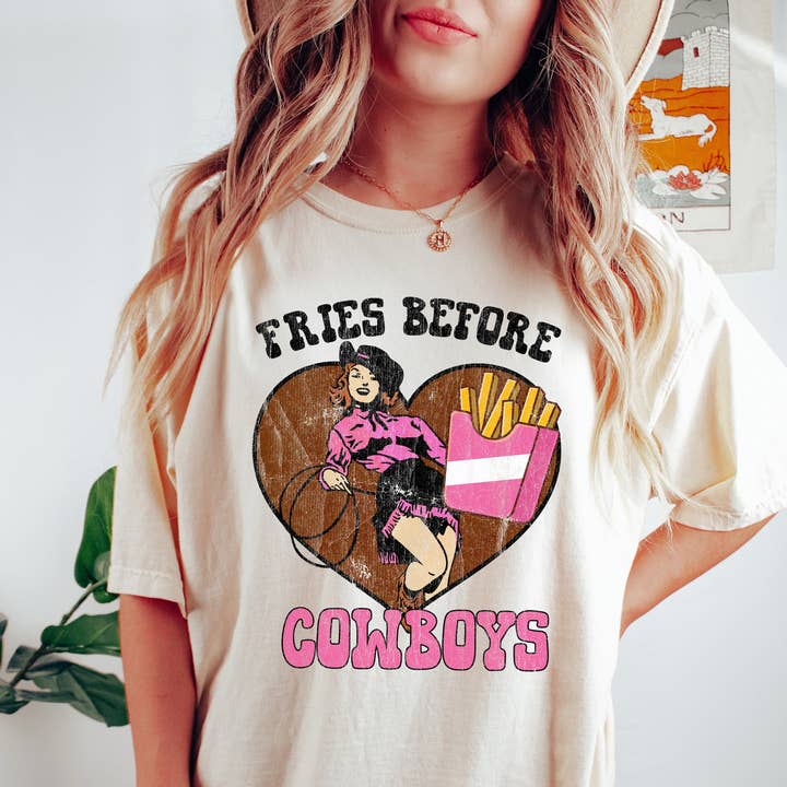 Camiseta vintage de Fries Before Cowboys para venta al por mayor de Refinery Number One LLC