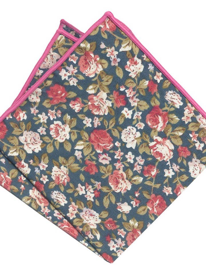 GREEN COTTON POCKET HANDKERCHIEF WITH FLOWERS for wholesale by Josvil
