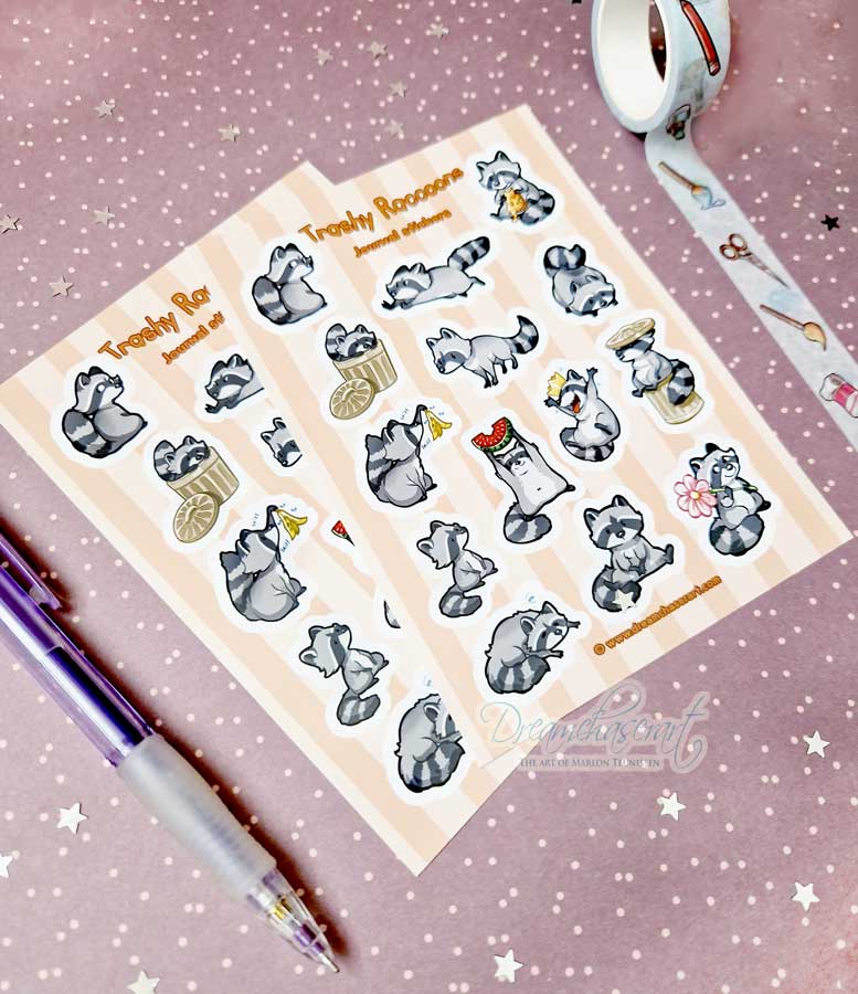 Dreamchaserart - Wholesale Sticker - Trashy Raccoons Sticker sheet2